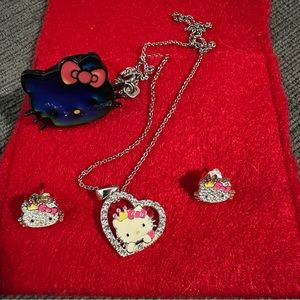 Sanrio Hello Kitty set Ring, Pendant and Earrings